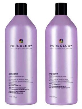 Pureology Hydrate Shampoo and Conditioner Duo Liter Set 33.8 oz NEW FREE SHIP!